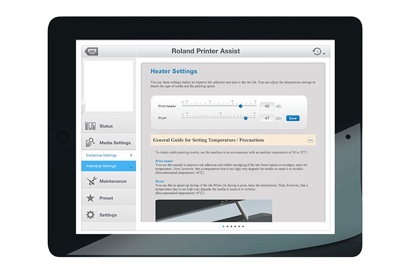 出力業務を快適にアシストするiPad専用無料アプリ「Roland Printer Assist」